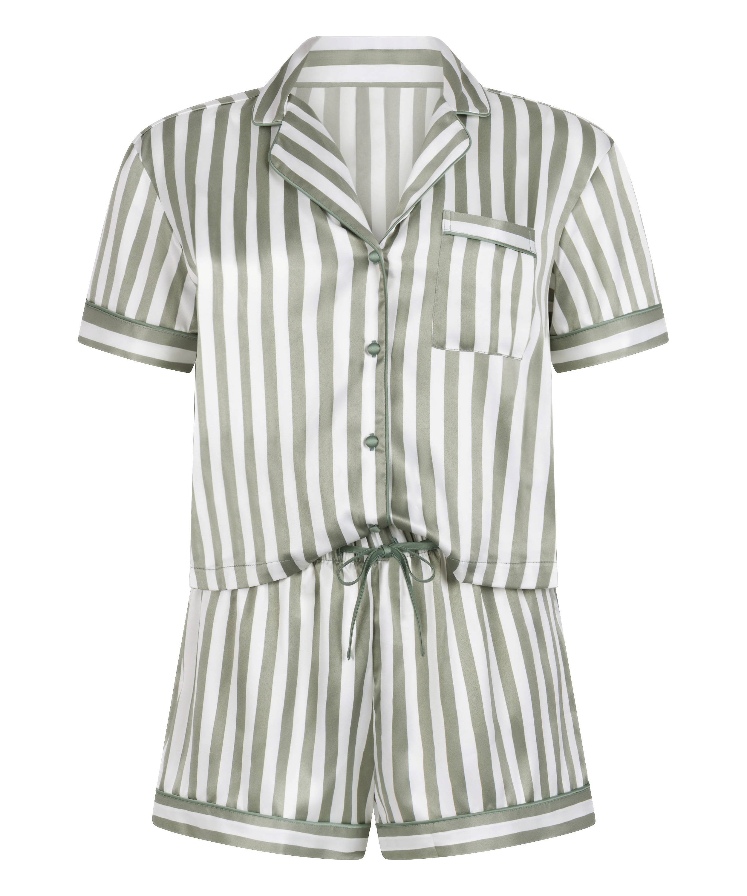 Satynowy zestaw piżamowy, Zielony, main