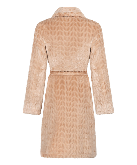 Kr&oacute;tki szlafrok fleece, Beżowy