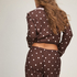 Pyjama Set Poplin Ruffle, Brązowy