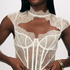 Top z fiszbinami Lace Camille, Biały