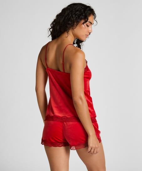 Top z aksamitnej koronki, Czerwony