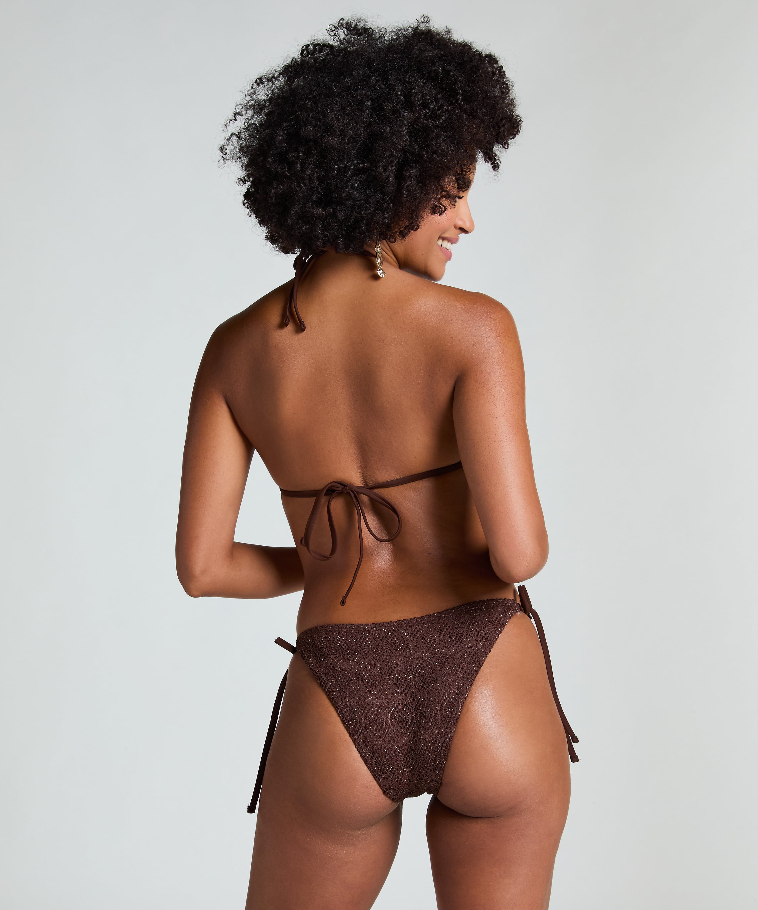 Tr&oacute;jkątna szydełkowa g&oacute;ra od bikini, Brązowy, main
