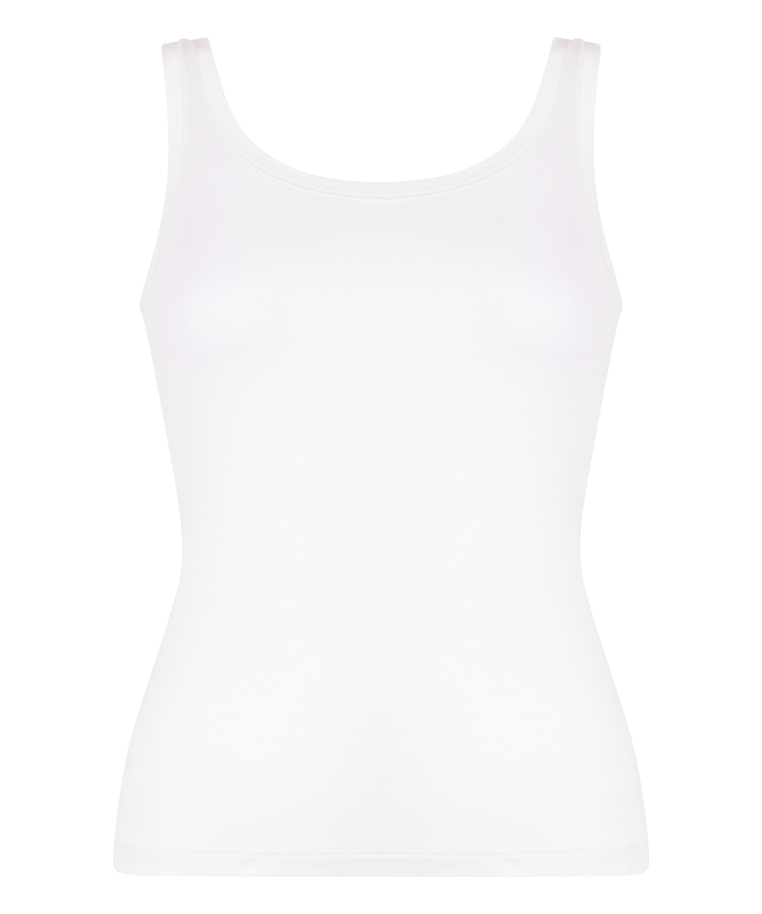 Singlet top z miękkiej bawełny, Biały, main