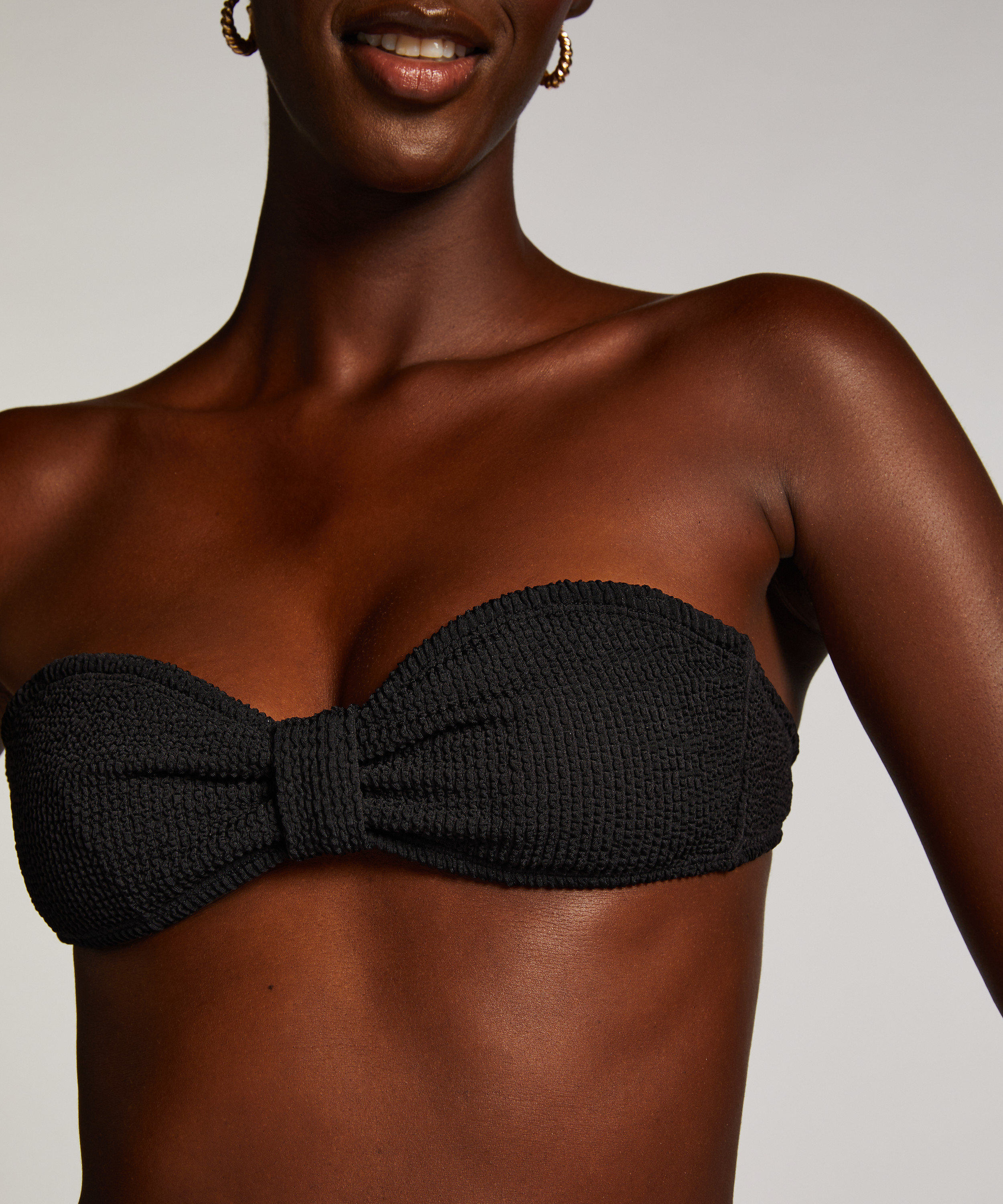 G&oacute;ra od bikini typu bandeau Crinkle, Czarny, main