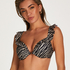 Usztywniany top bikini z fiszbinami Zebra, Brązowy
