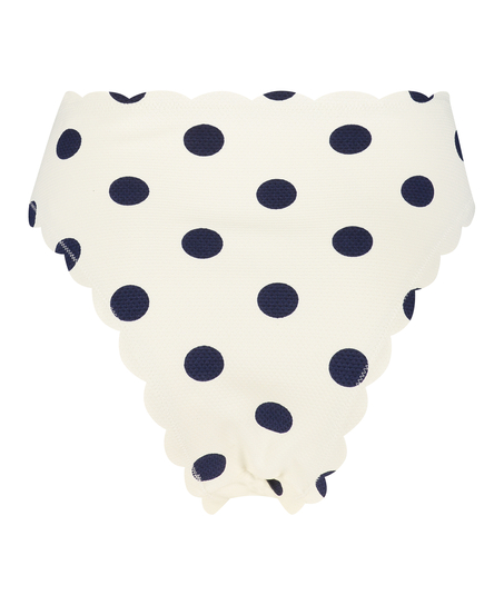 Figi bikini z wysokim stanem, z falowanym brzegiem, Biały