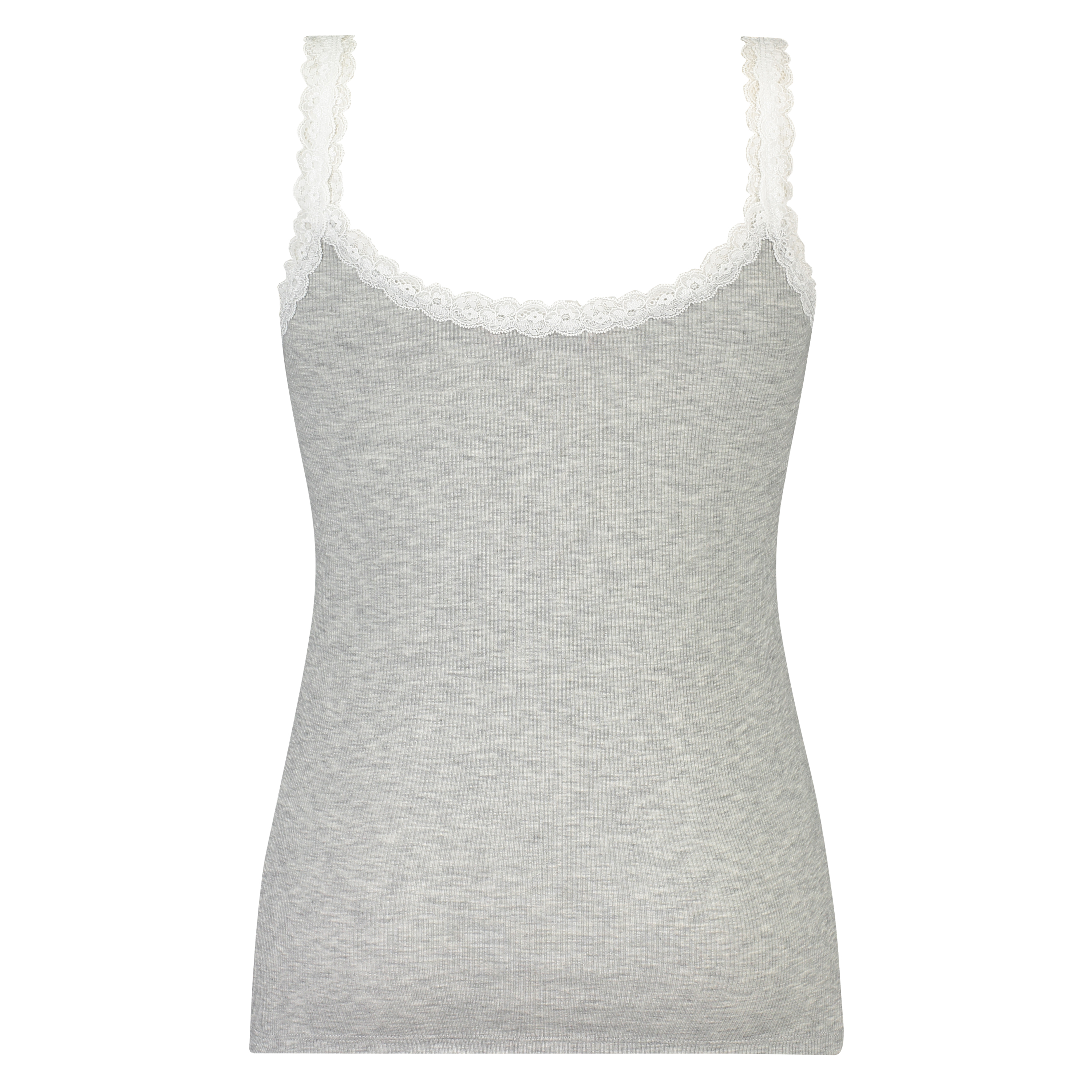 Singlet top cami rib lace, Szary, main