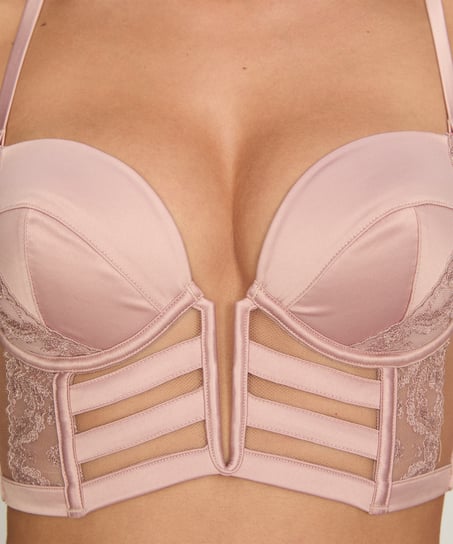Biustonosz typu longline z fiszbinami i wyści&oacute;łką Rosa, R&oacute;żowy