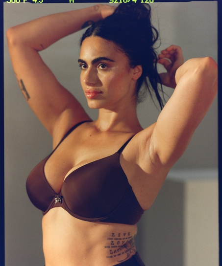 ﻿Biustonosz usztywniany z fiszbinami Plunge, Brązowy