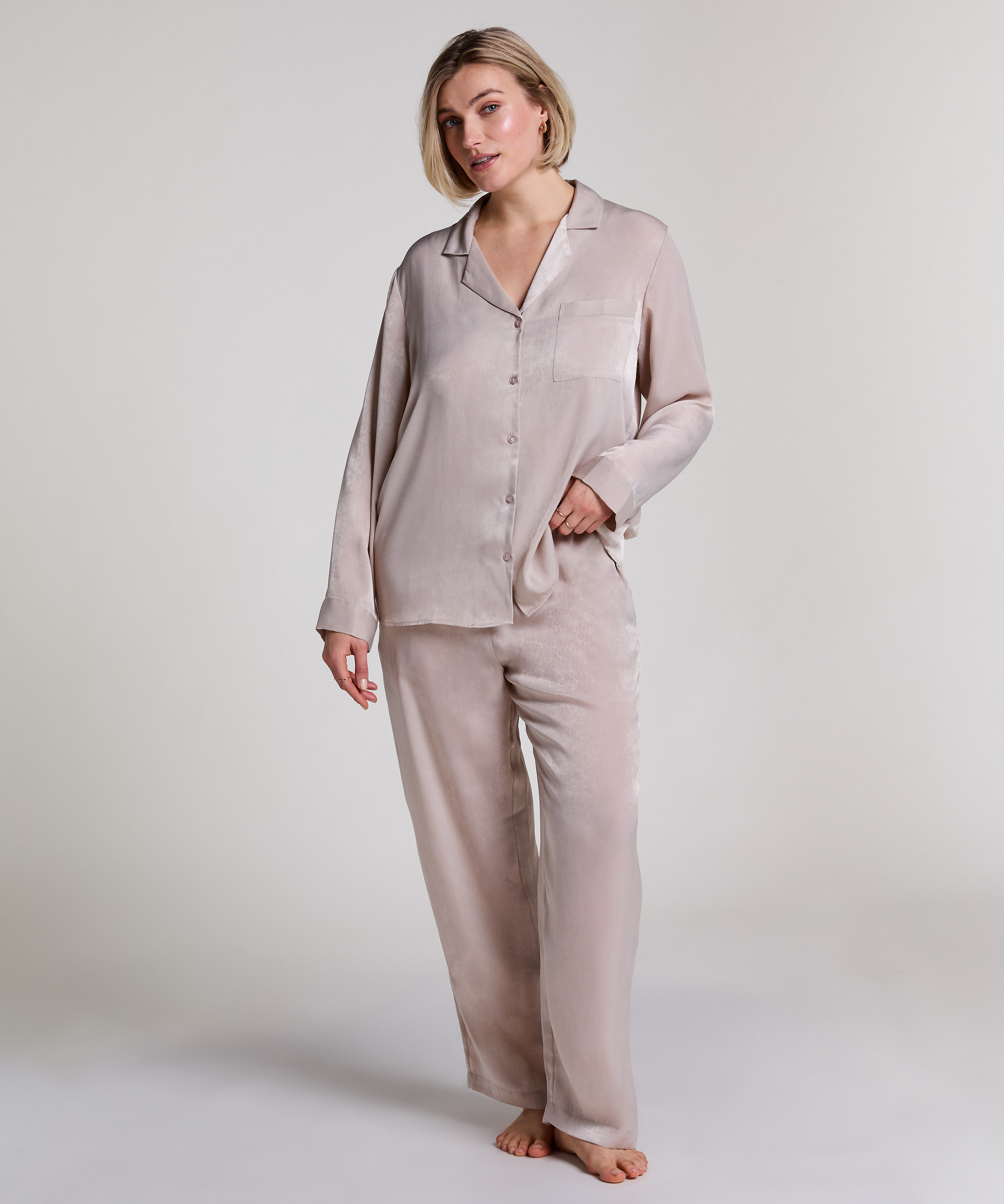 Spodnie z satyny, Beżowy, main