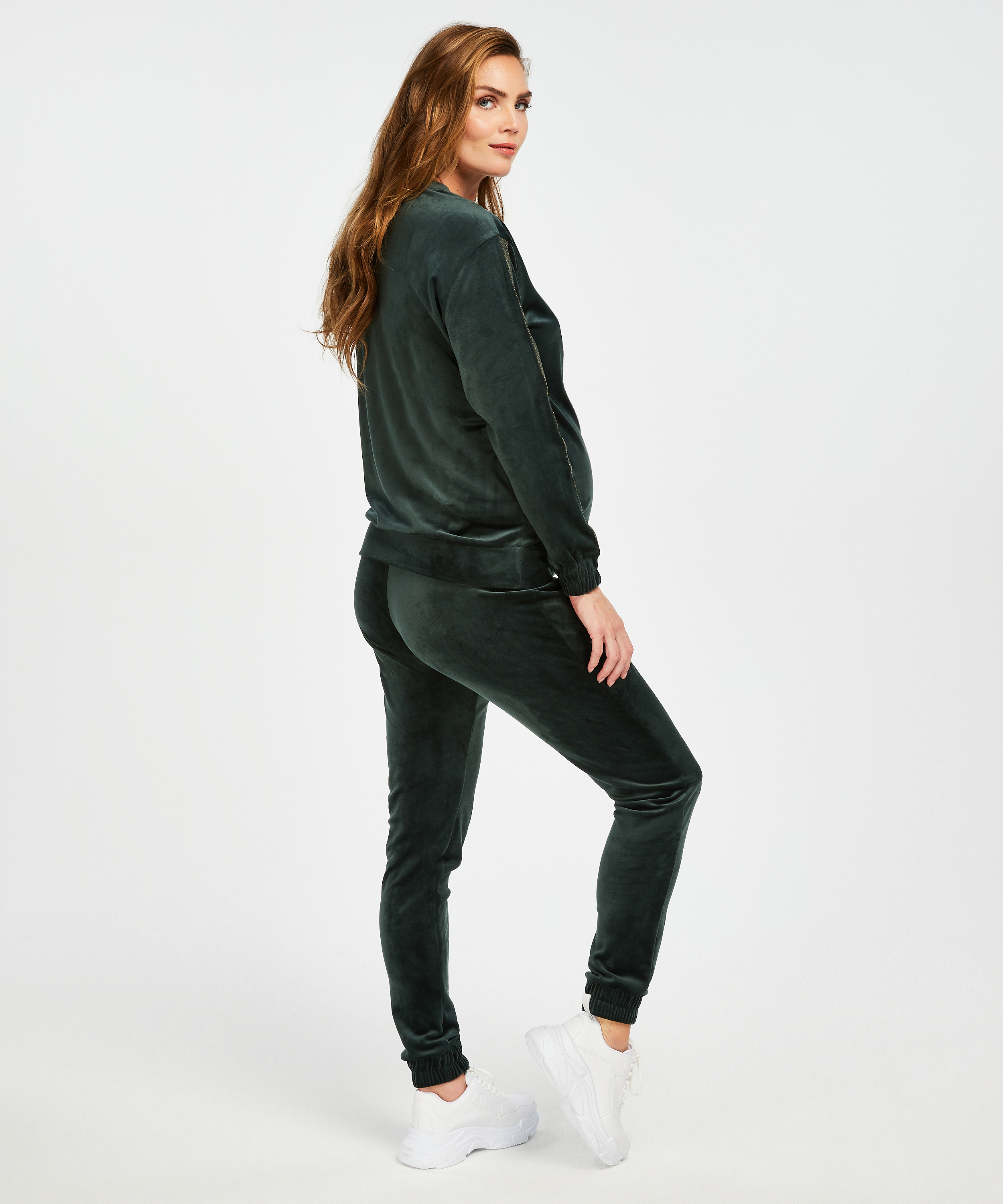 Aksamitne joggery ciążowe Shimmer, Zielony, main