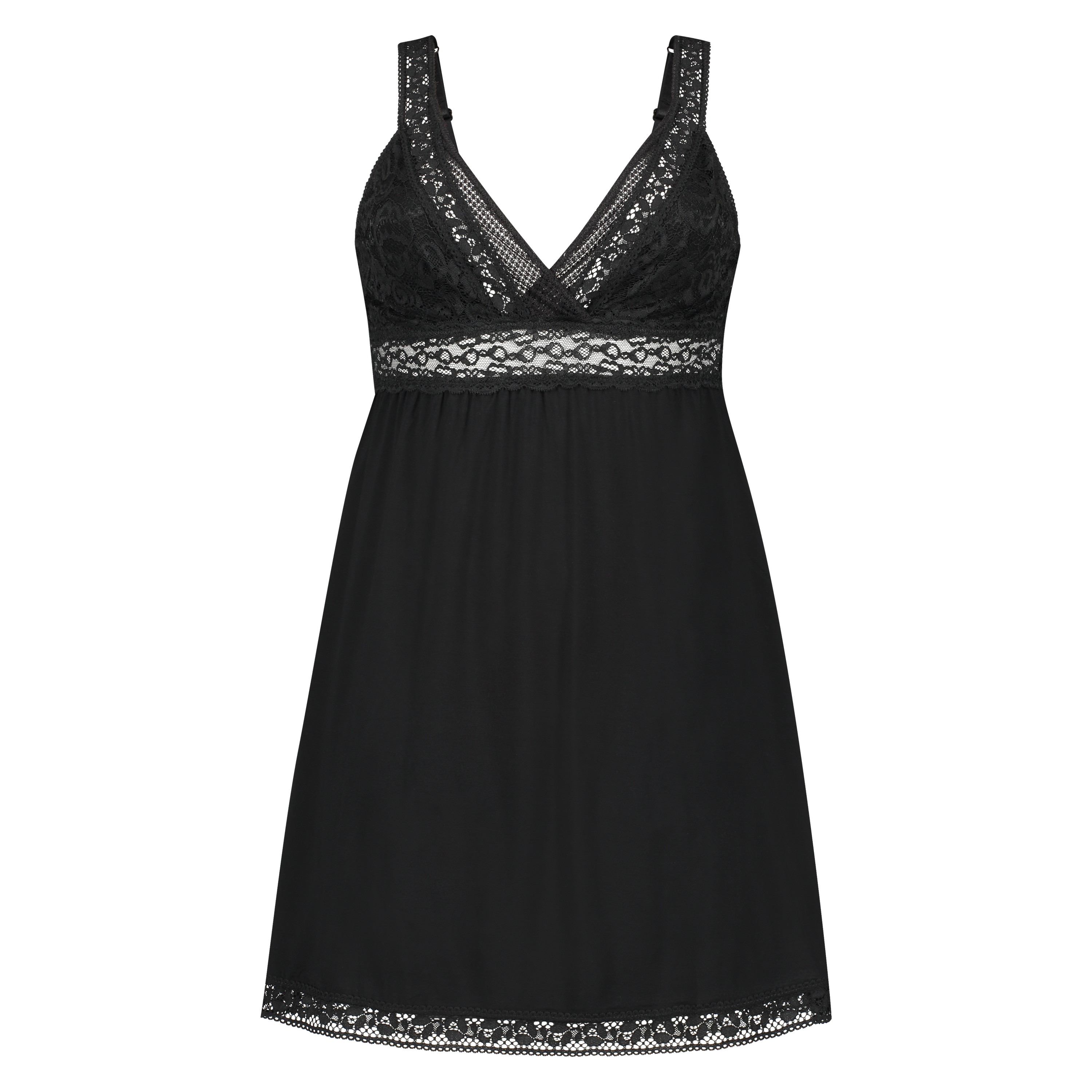 Graphic Lace slipdress, Czarny, main