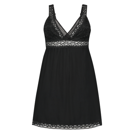 Graphic Lace slipdress, Czarny