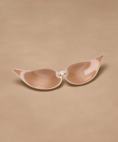 Klejony biustonosz typu plunge, Beżowy