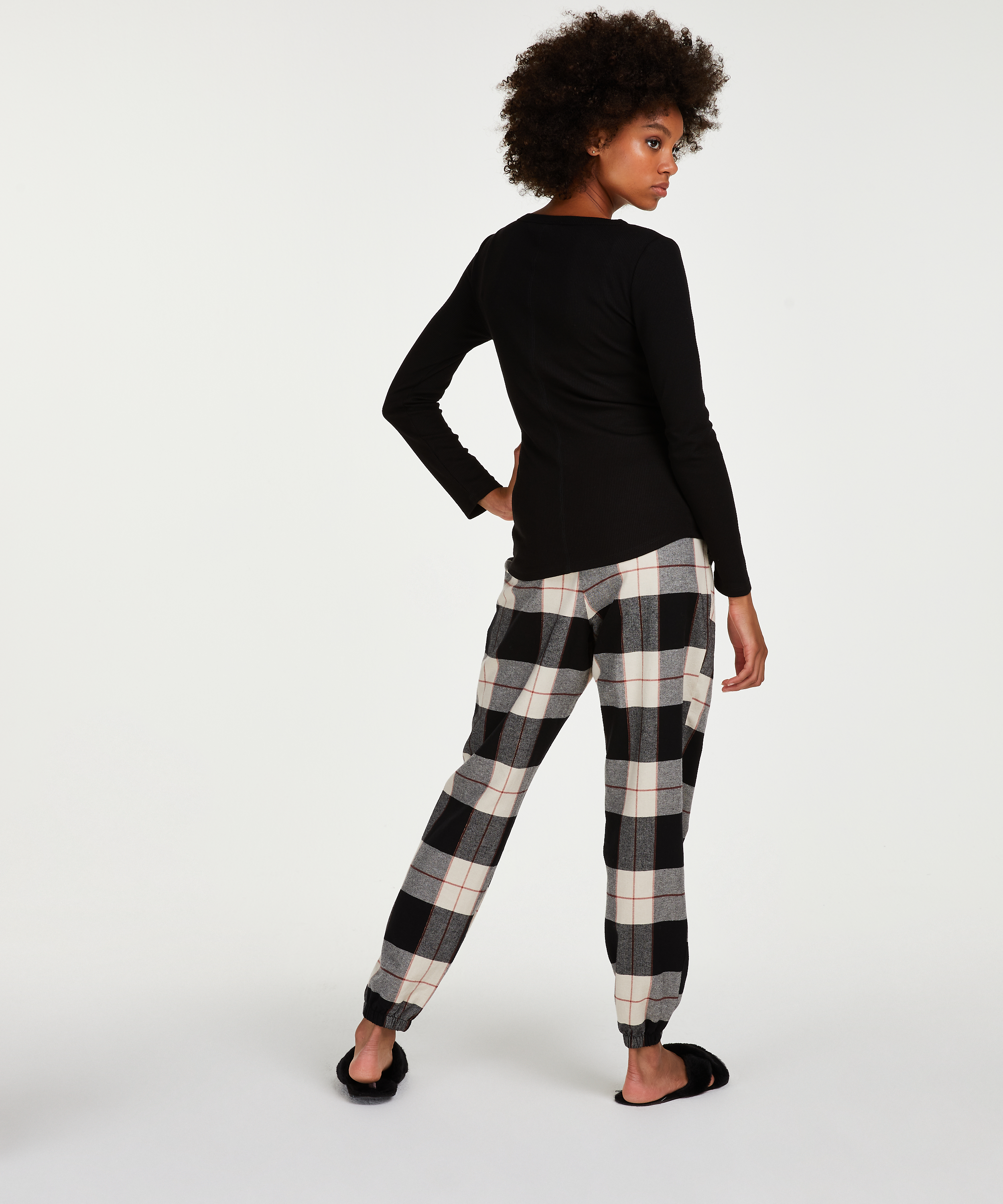 Petite Twill Check Pyjama pants, Czarny, main