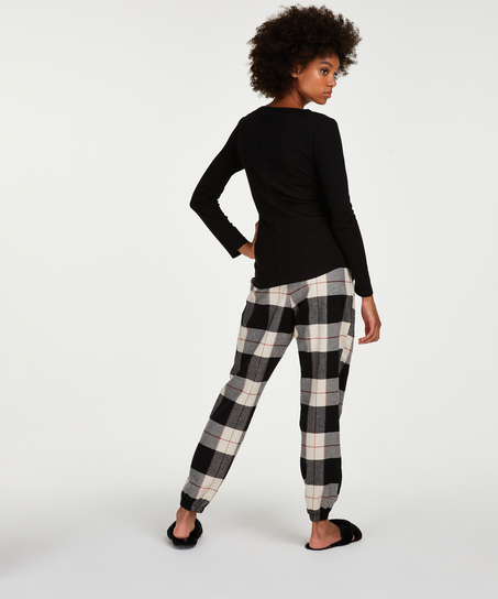 Petite Twill Check Pyjama pants, Czarny