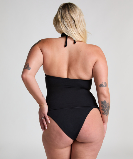 Majtki Bikini Wysoko Krojona Scallop, Czarny