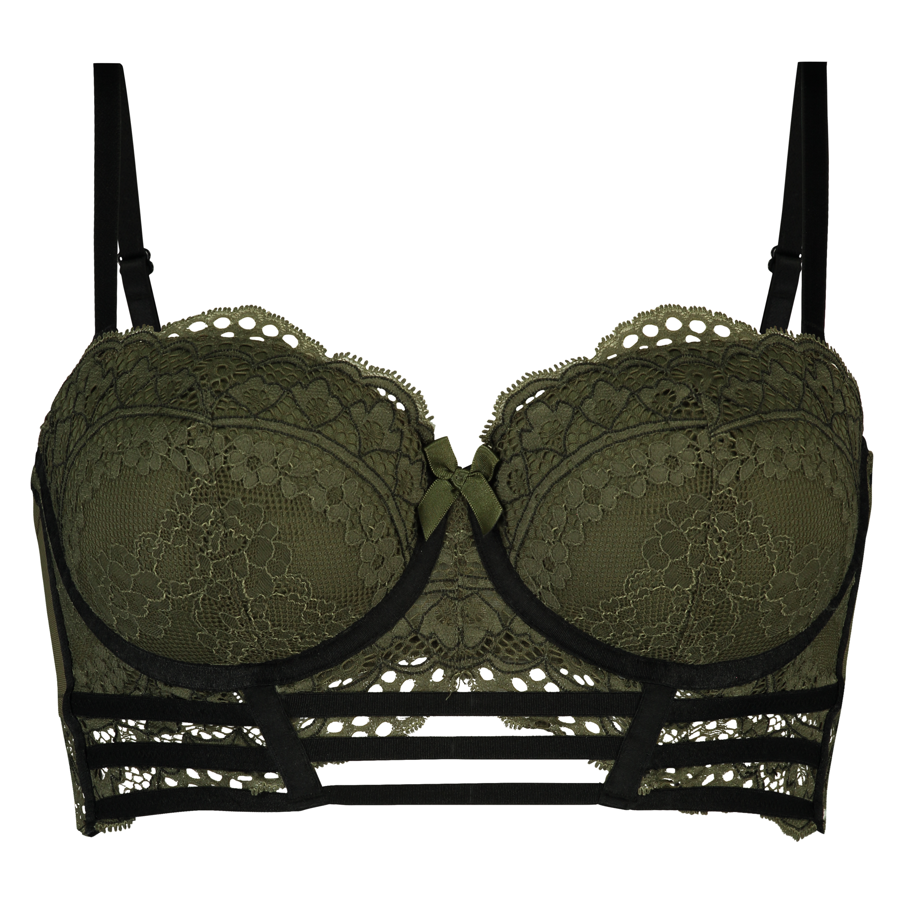 Xiomara Padded Longline Underwired Bra, Zielony, main