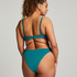 Majtki Bikini Wysoko Krojona Relief, Zielony