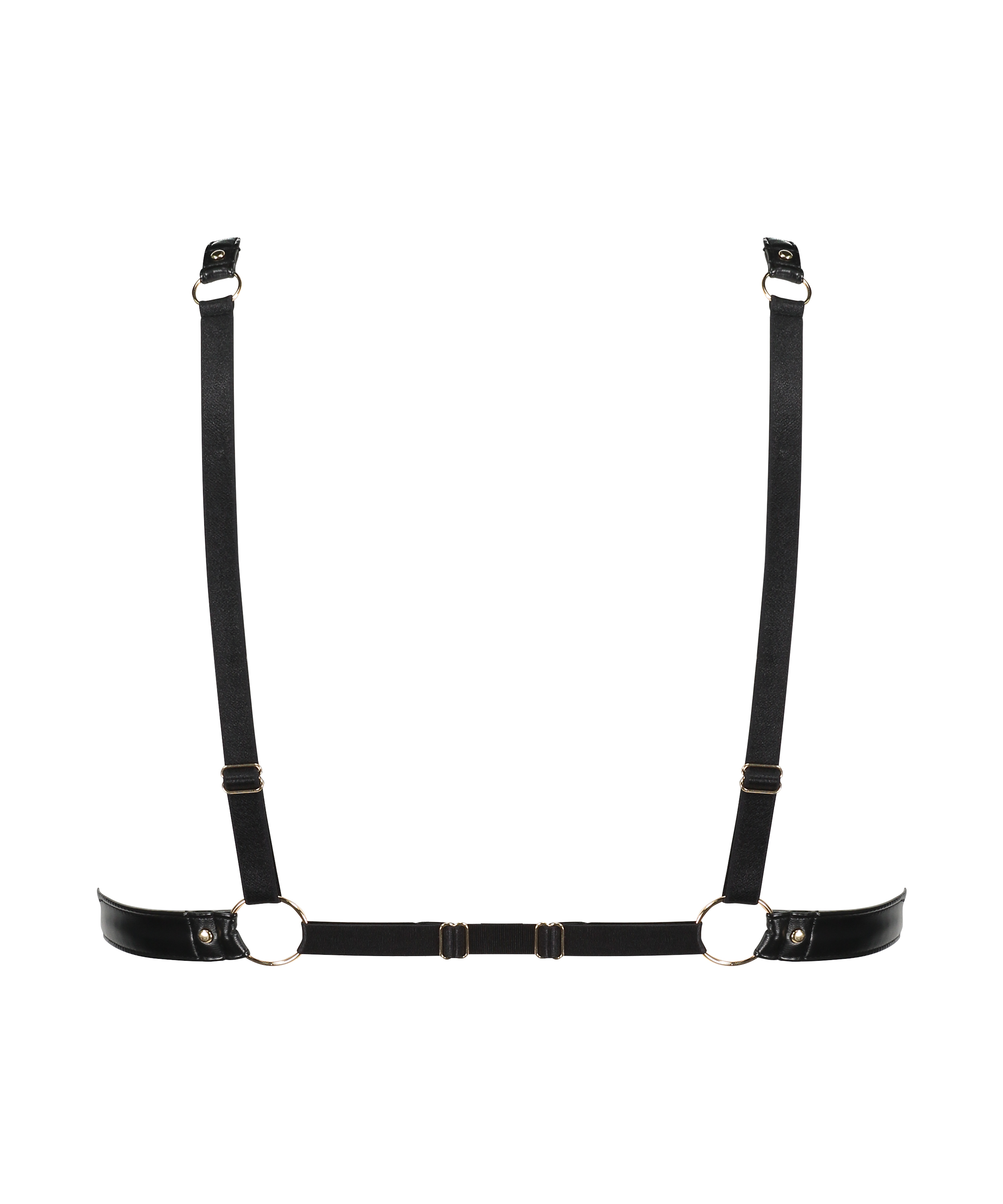 Biustonosz bralette ze sztucznej skóry, Czarny, main