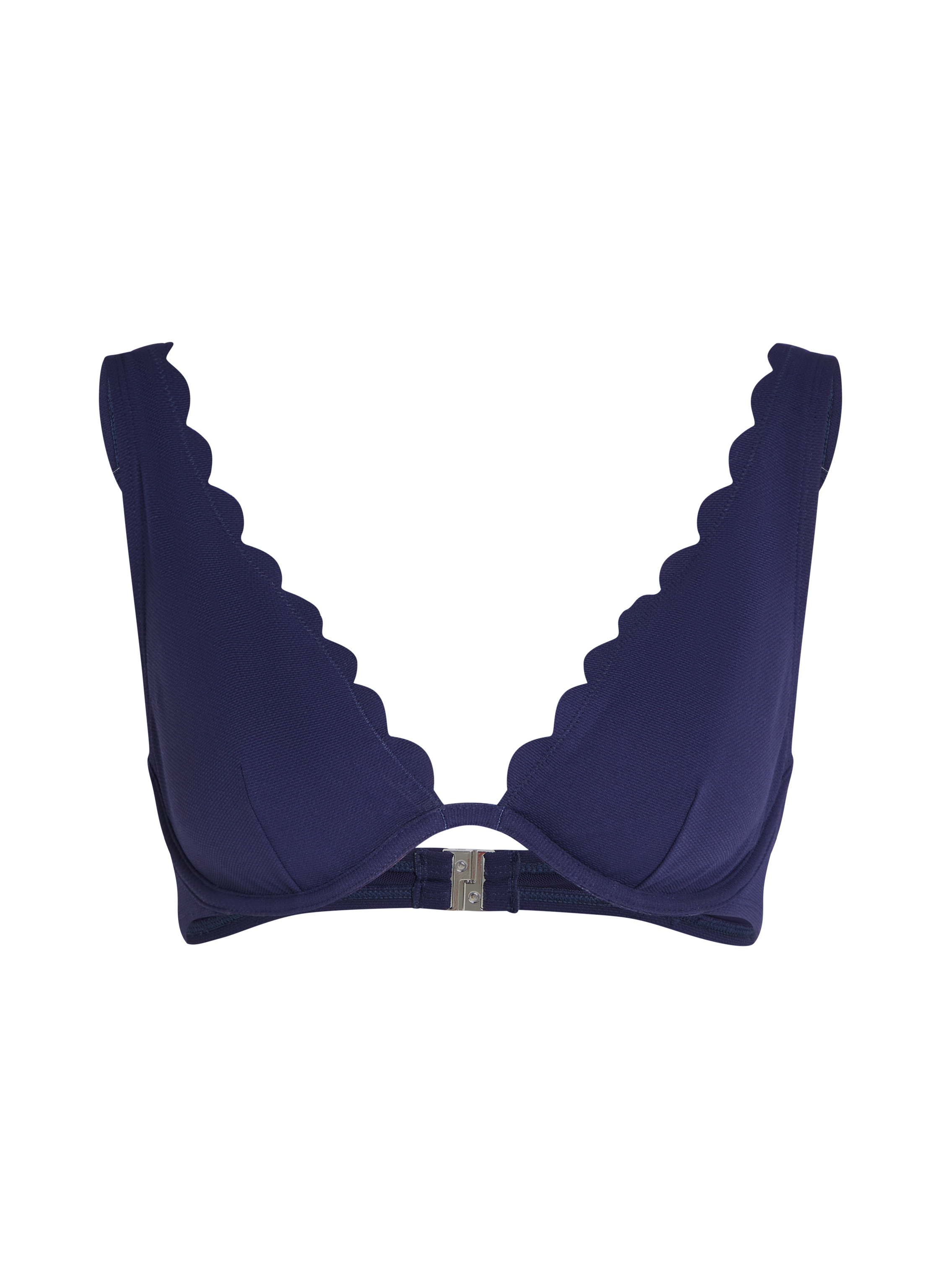 Scallop biustonosz bikini bez wkładek z fiszbinami, Niebieski, main