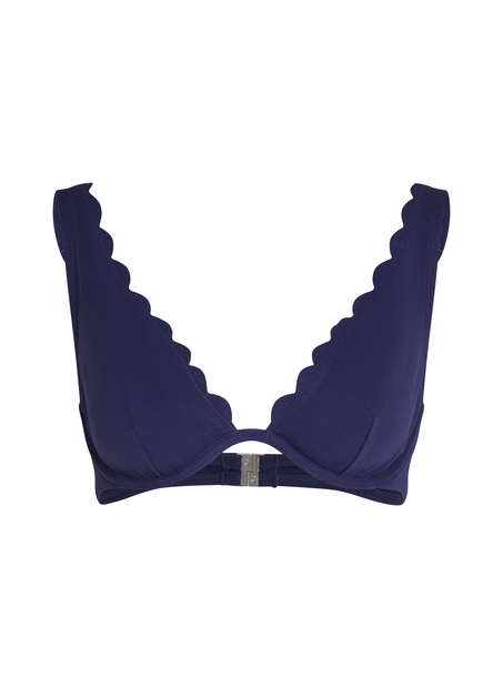 Scallop biustonosz bikini bez wkładek z fiszbinami, Niebieski