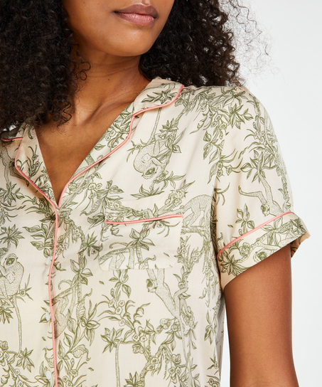 Woven Pyjama Jacket, Beżowy