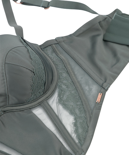 Usztywniony długi biustonosz z fiszbinami Nicole, Zielony