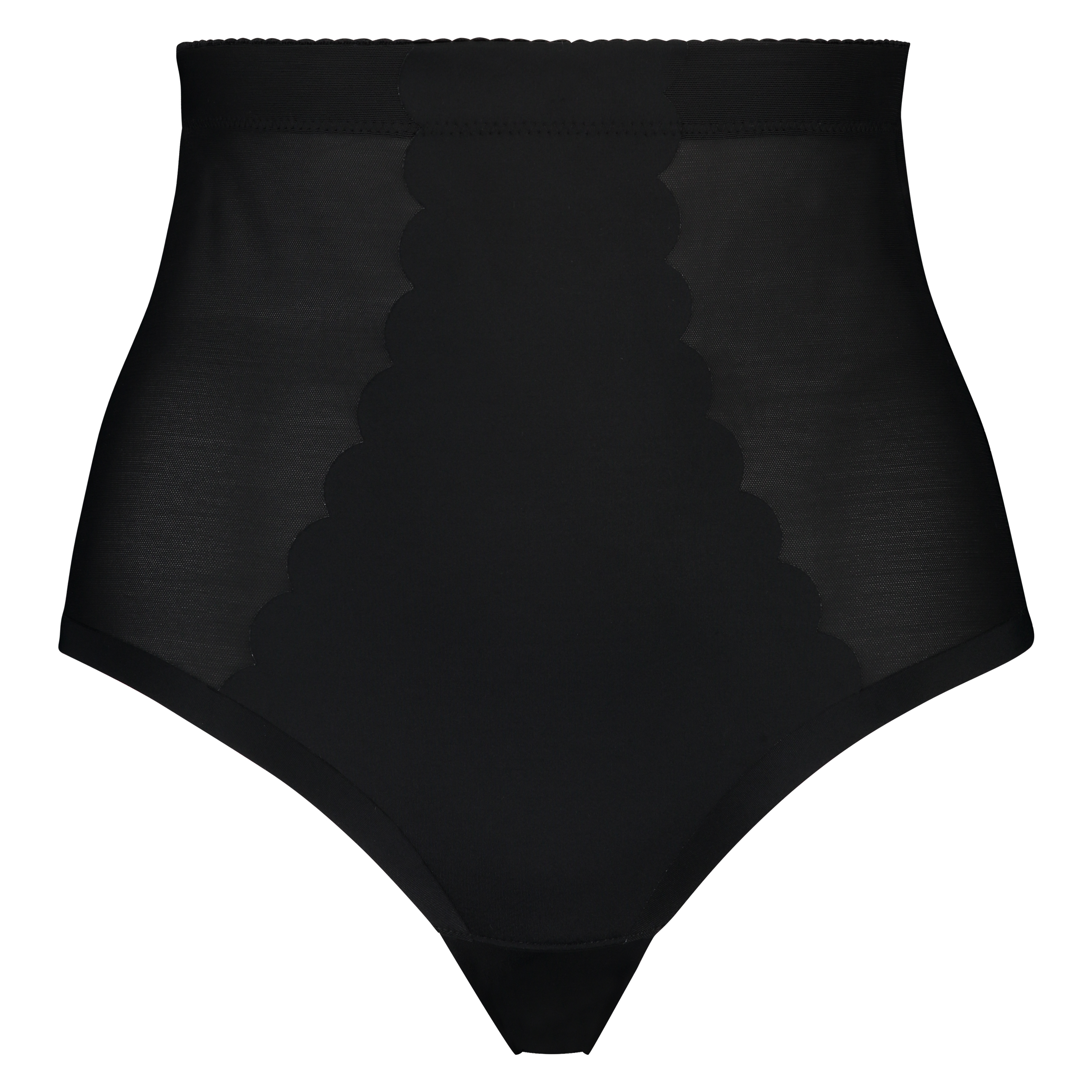 Sculpting scallop high waisted thong - Level 3, Czarny, main