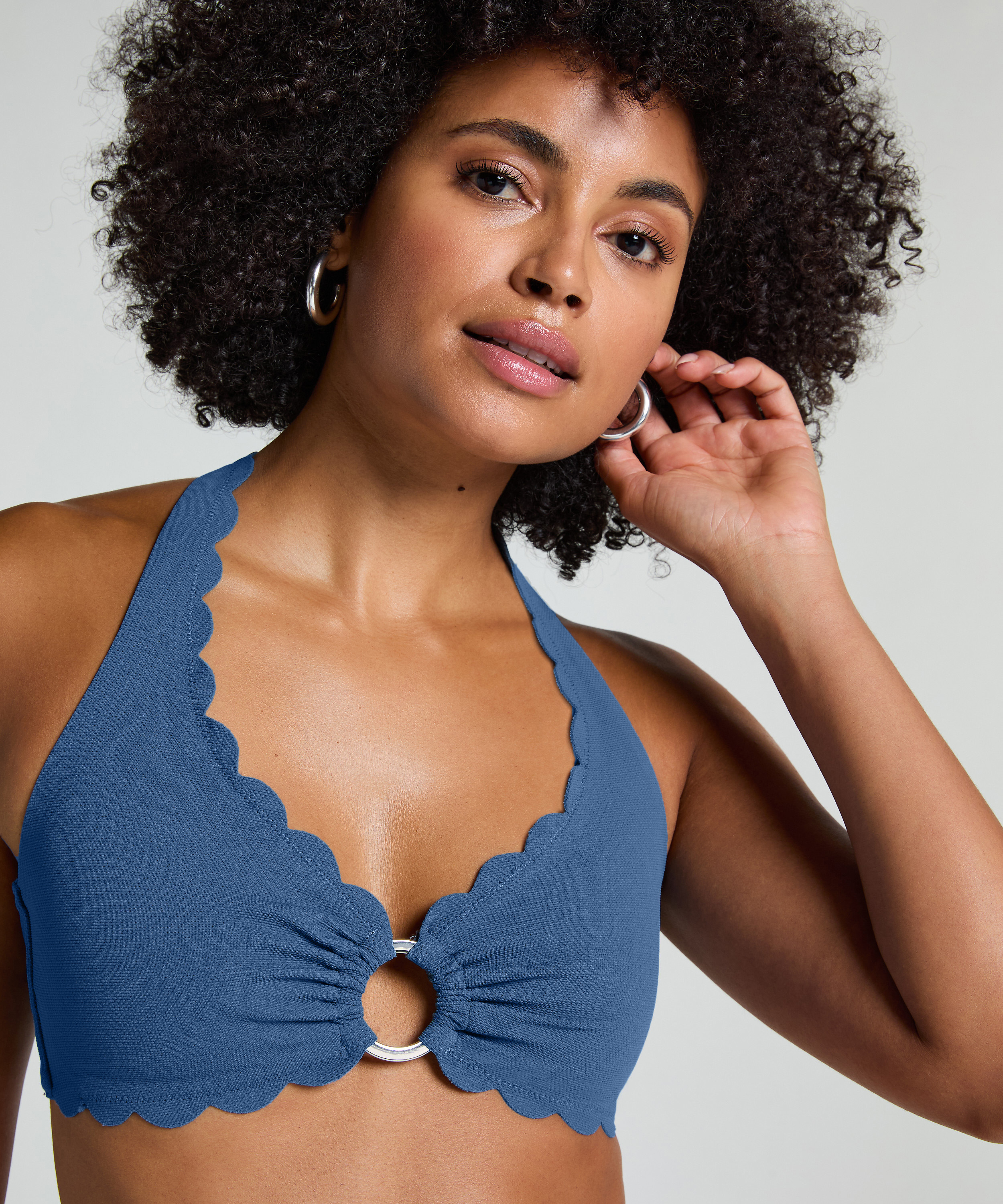 G&oacute;ra od bikini z krojem typu halter, Niebieski, main