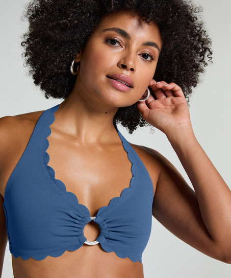 G&oacute;ra od bikini z krojem typu halter, Niebieski