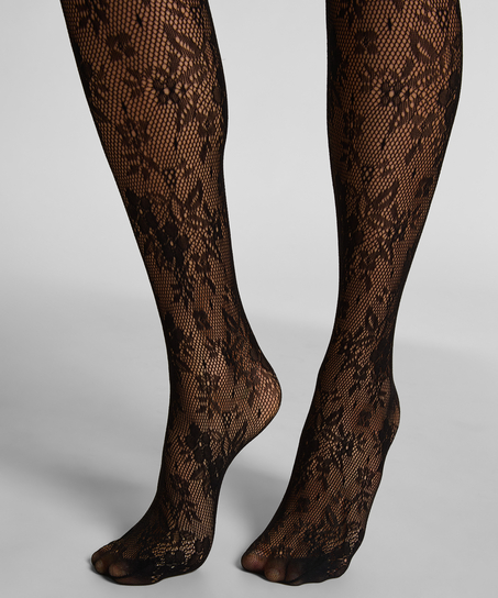 Rajstopy Allover Lace, Czarny