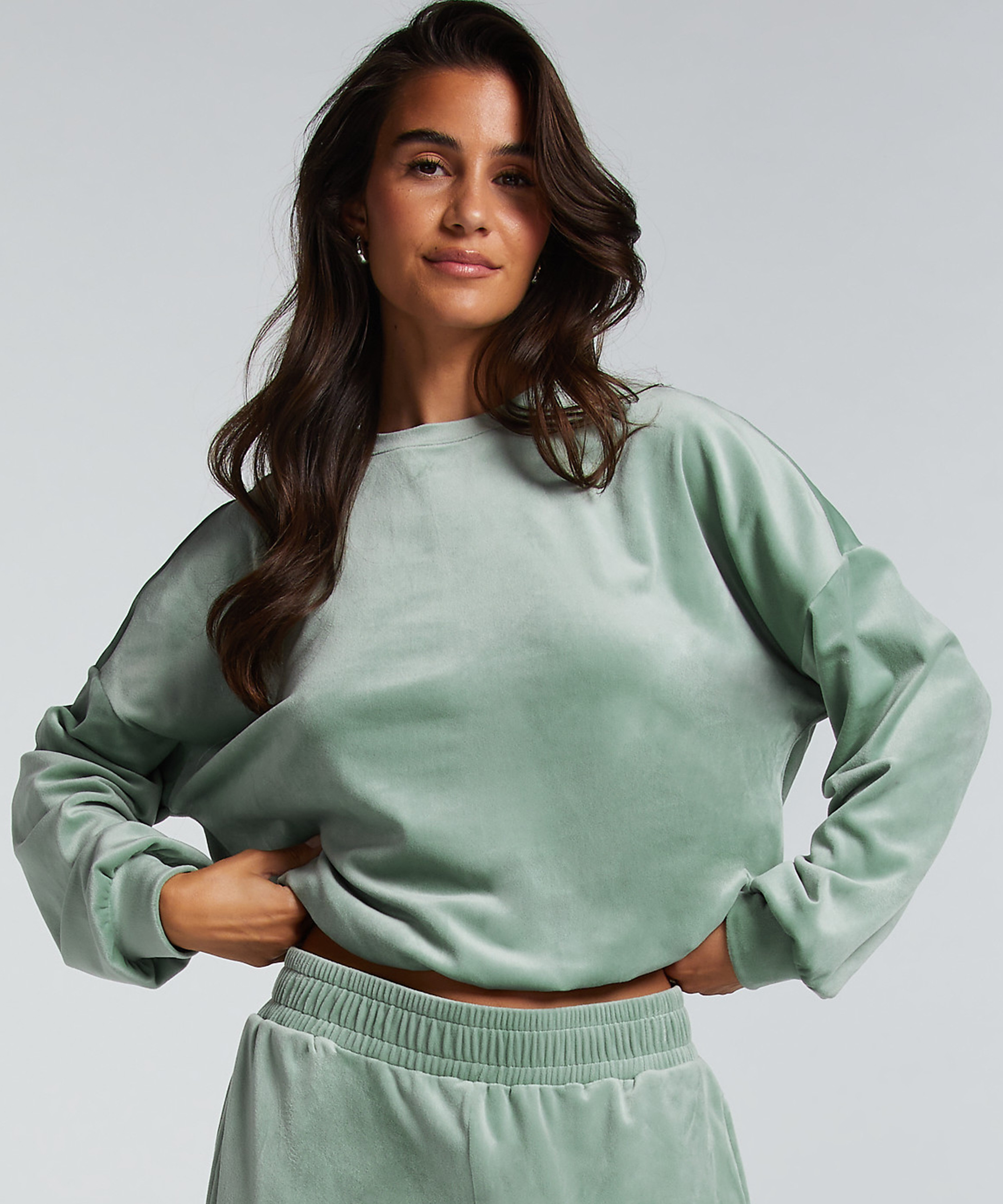 Welurowy top, Zielony, main