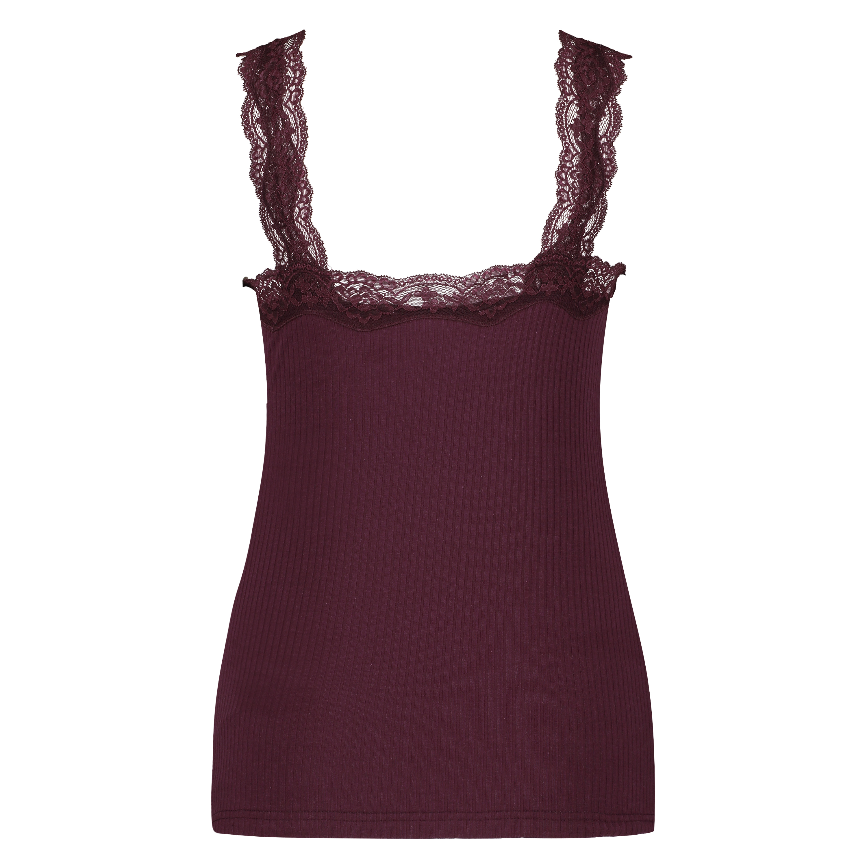 Rib lace cami top, Czerwony, main