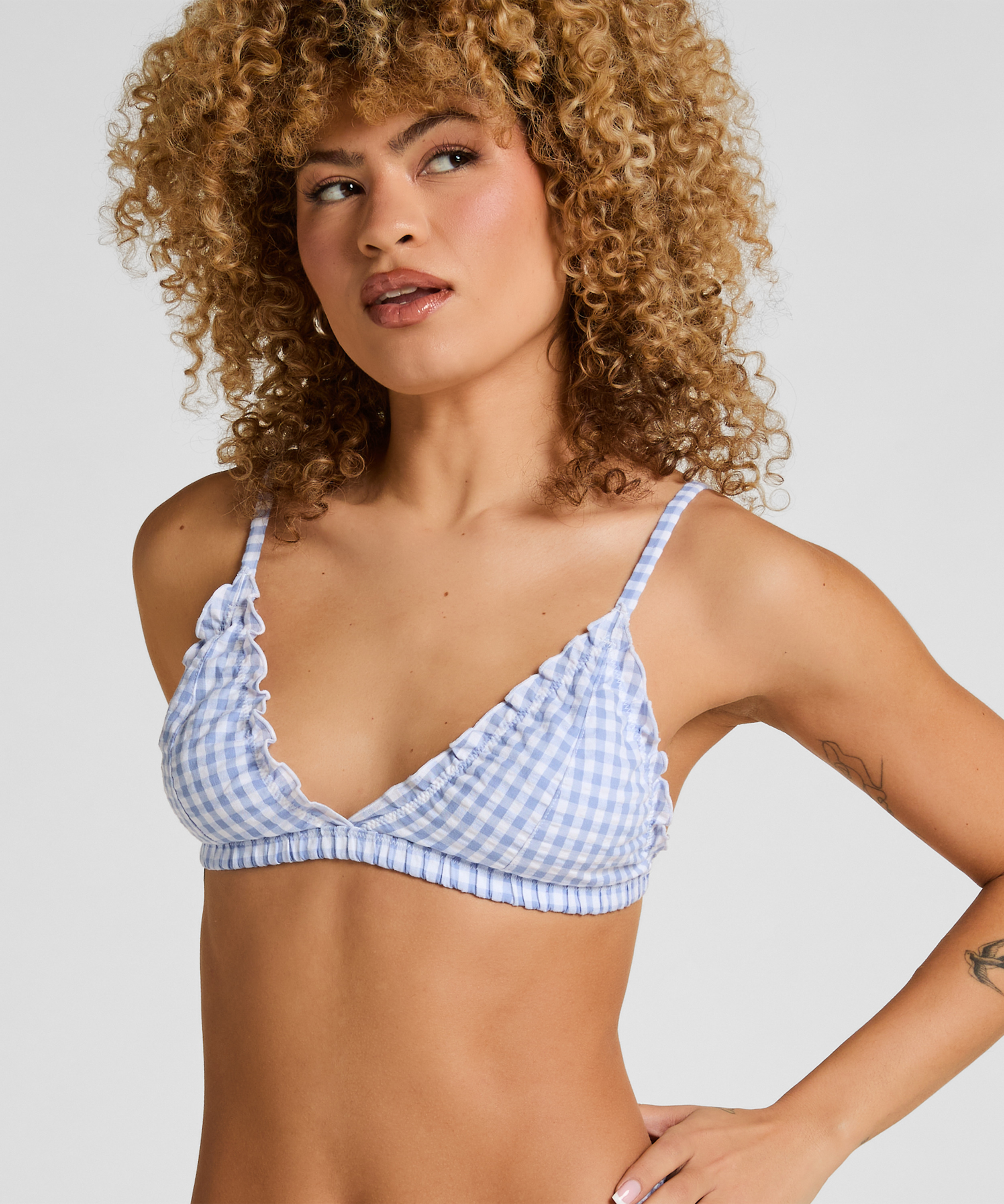 Mia Bralette - Tr&oacute;jkątny Biustonosz z Falbankami, Fioletowy, main