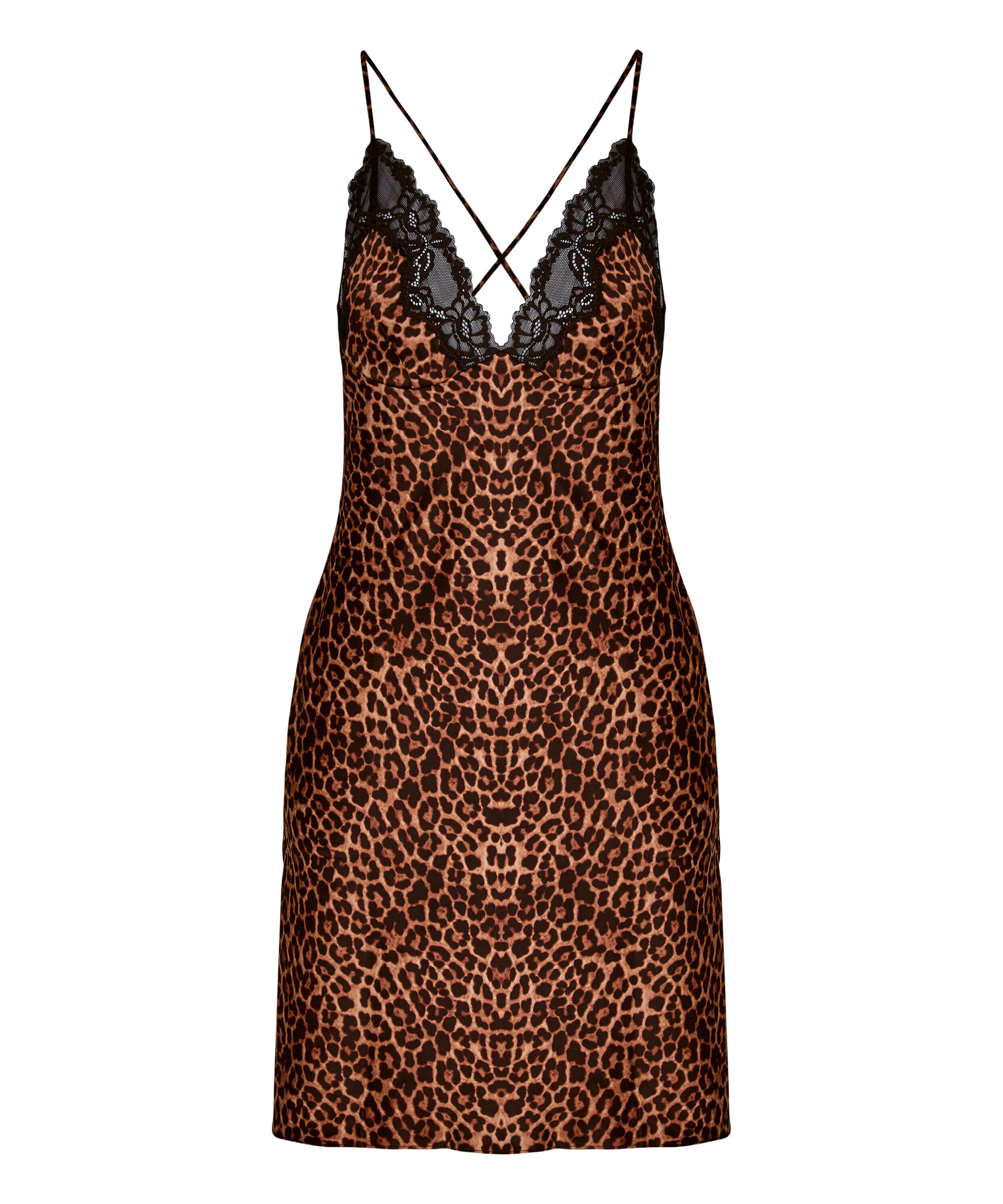 Koszula Nocna Leopard Gabrielle, Czarny