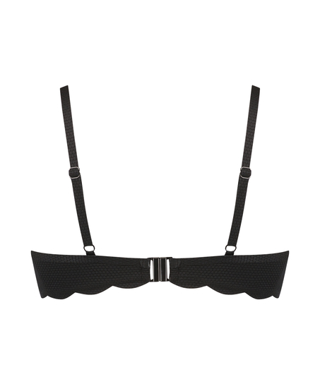 Usztywniany top bikini z fiszbinami Scallop, Czarny