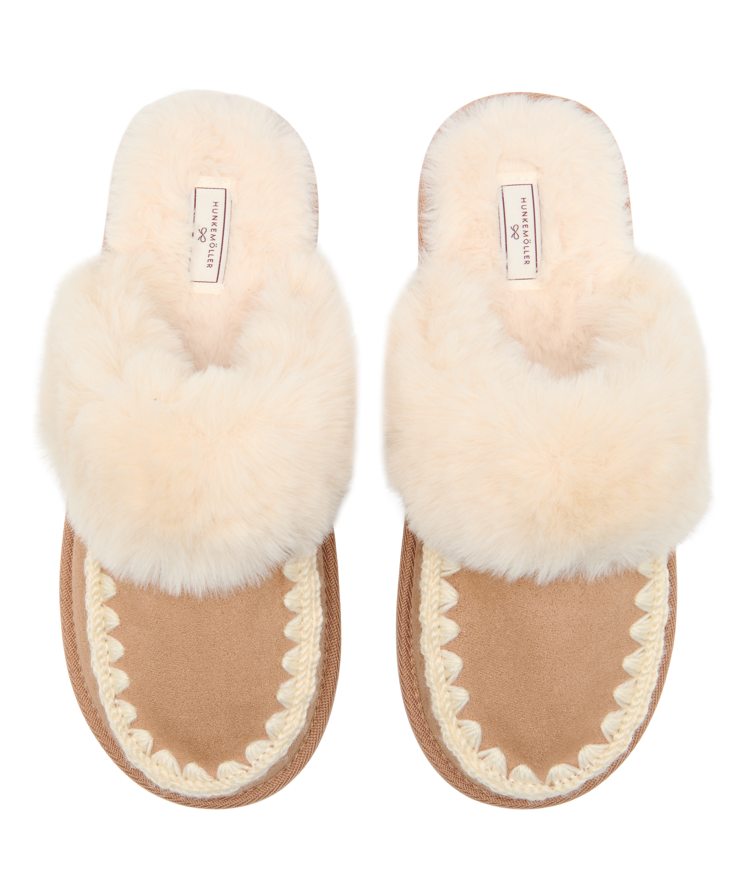 Kapcie Faux Suede Stitching, Brązowy, main