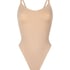 Bezszwowe wzmacniające body z wysokimi wycięciami, Beżowy