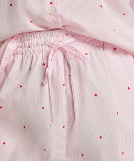 Spodnie bawełniane w paski i serca, Biały