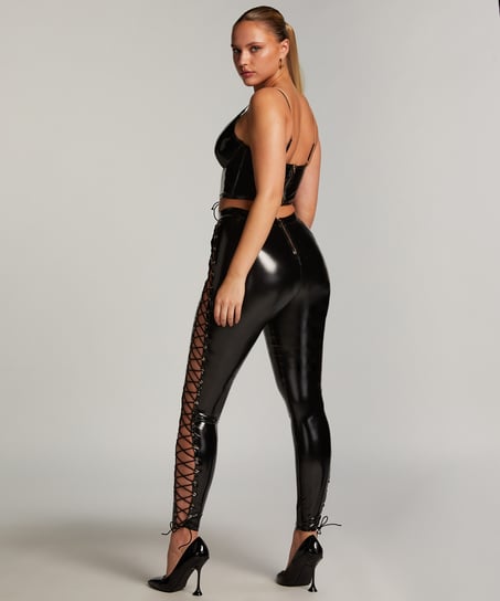 Legginsy ze sznurowaniem, Czarny