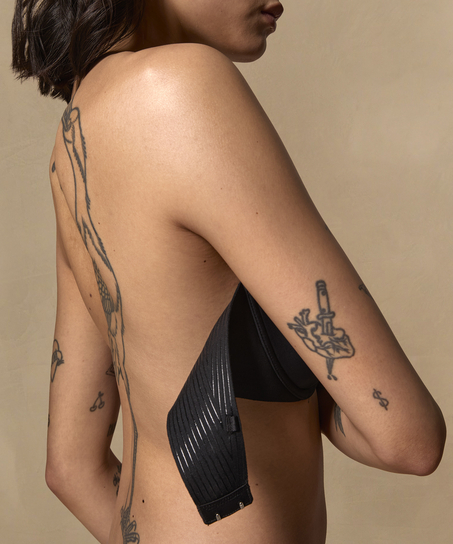 Usztywniany biustonosz z fiszbinami Jane bez ramiączek, Czarny