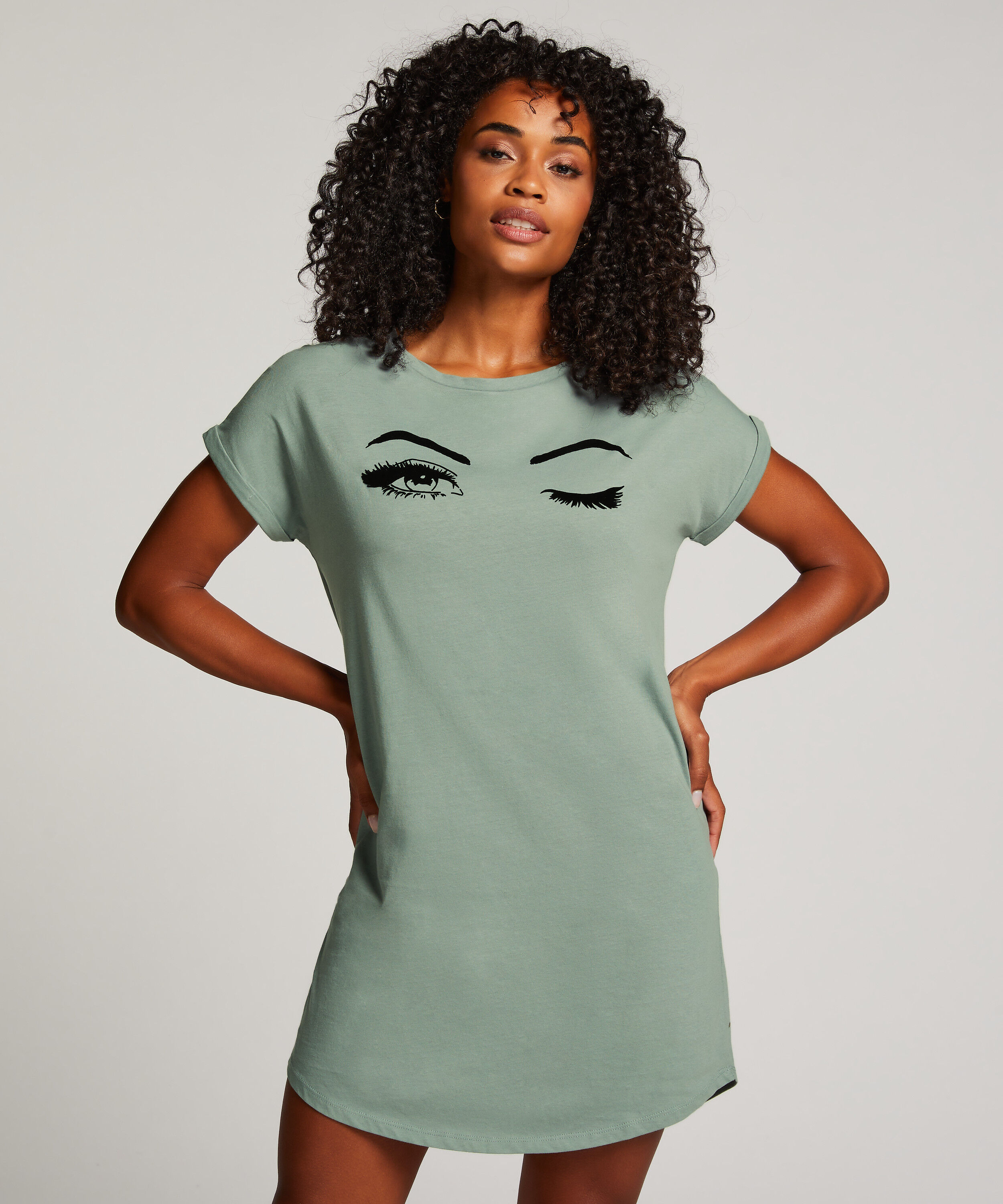 Koszula nocna z okrągłym dekoltem, Niebieski