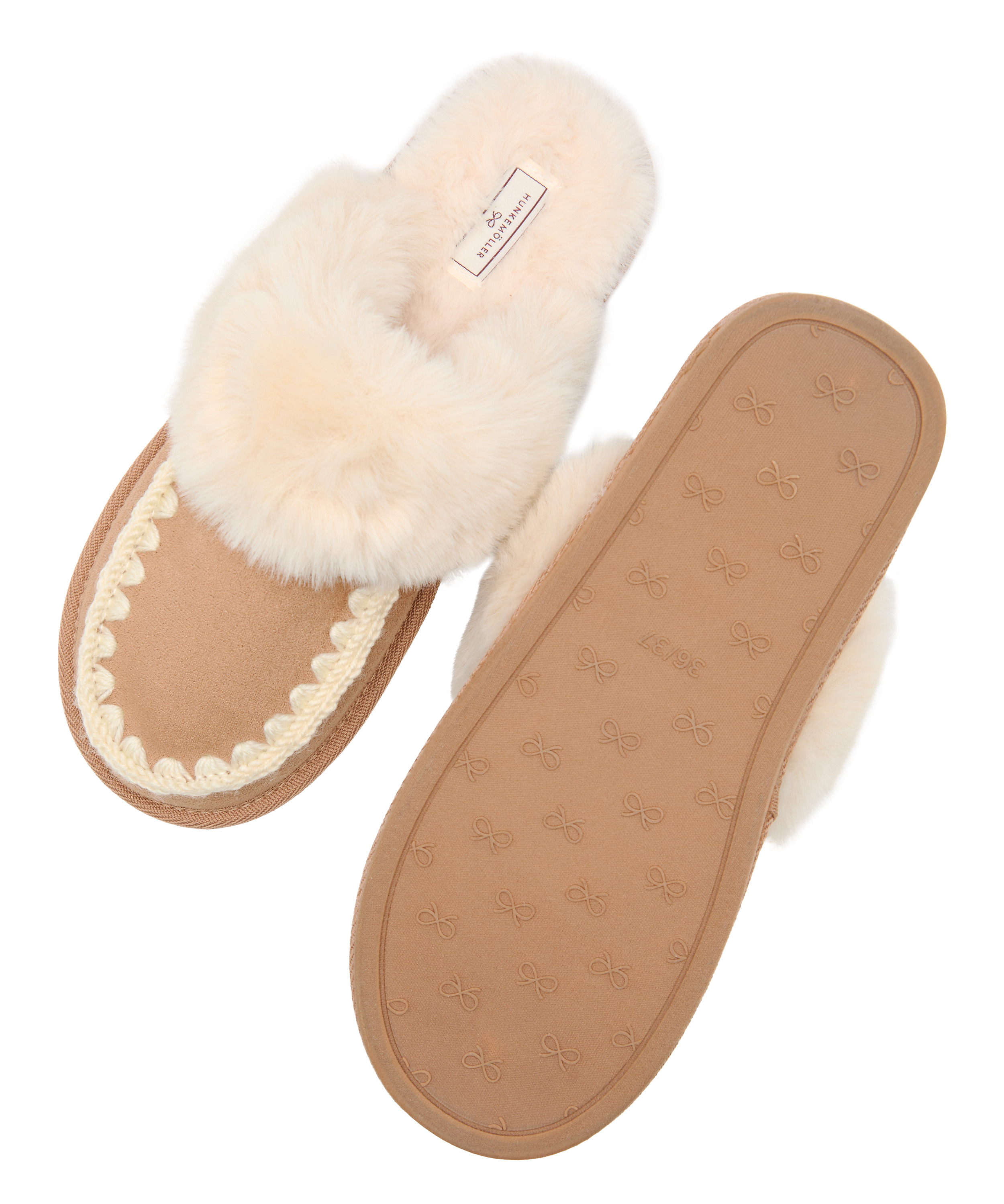 Kapcie Faux Suede Stitching, Brązowy, main