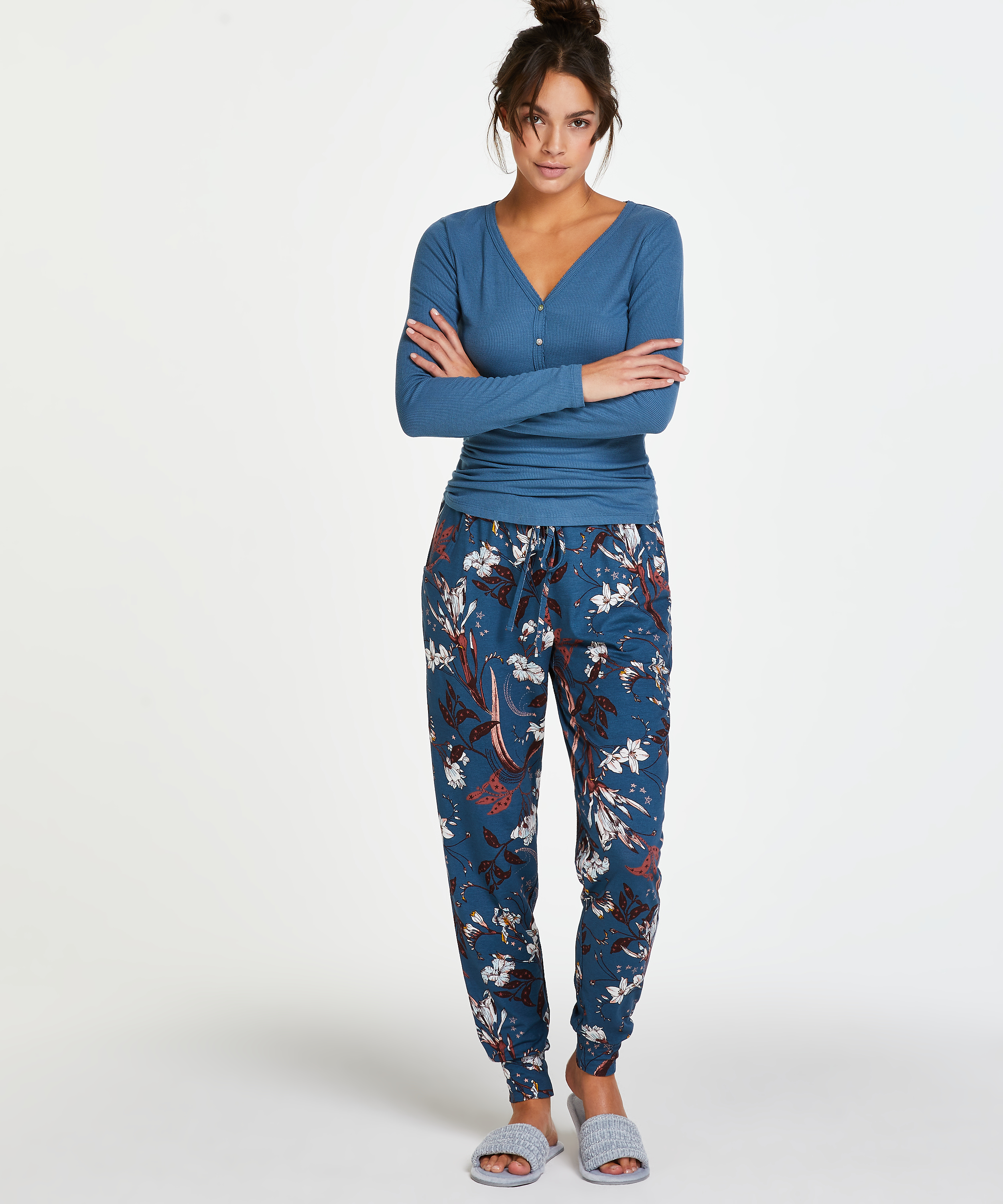 Jersey Pyjama Bottoms, Niebieski, main