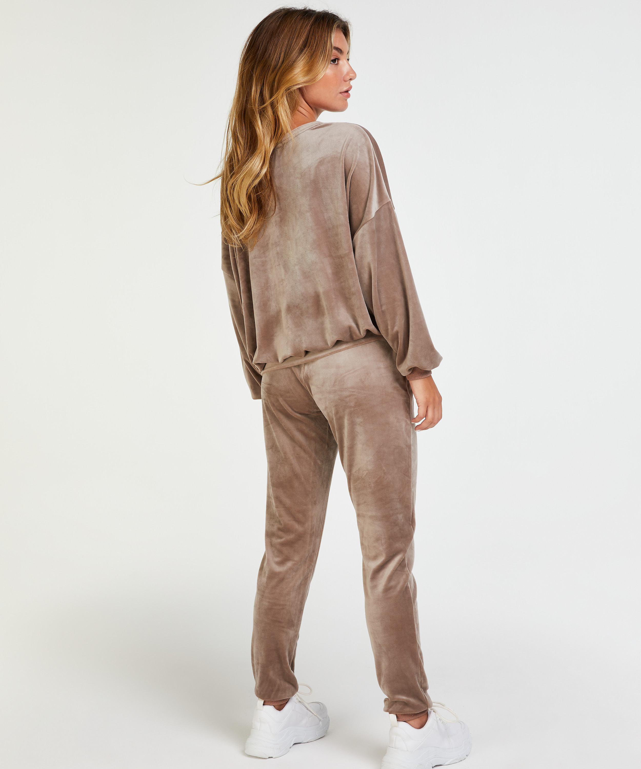 Top z weluru i lureksu, Brązowy, main