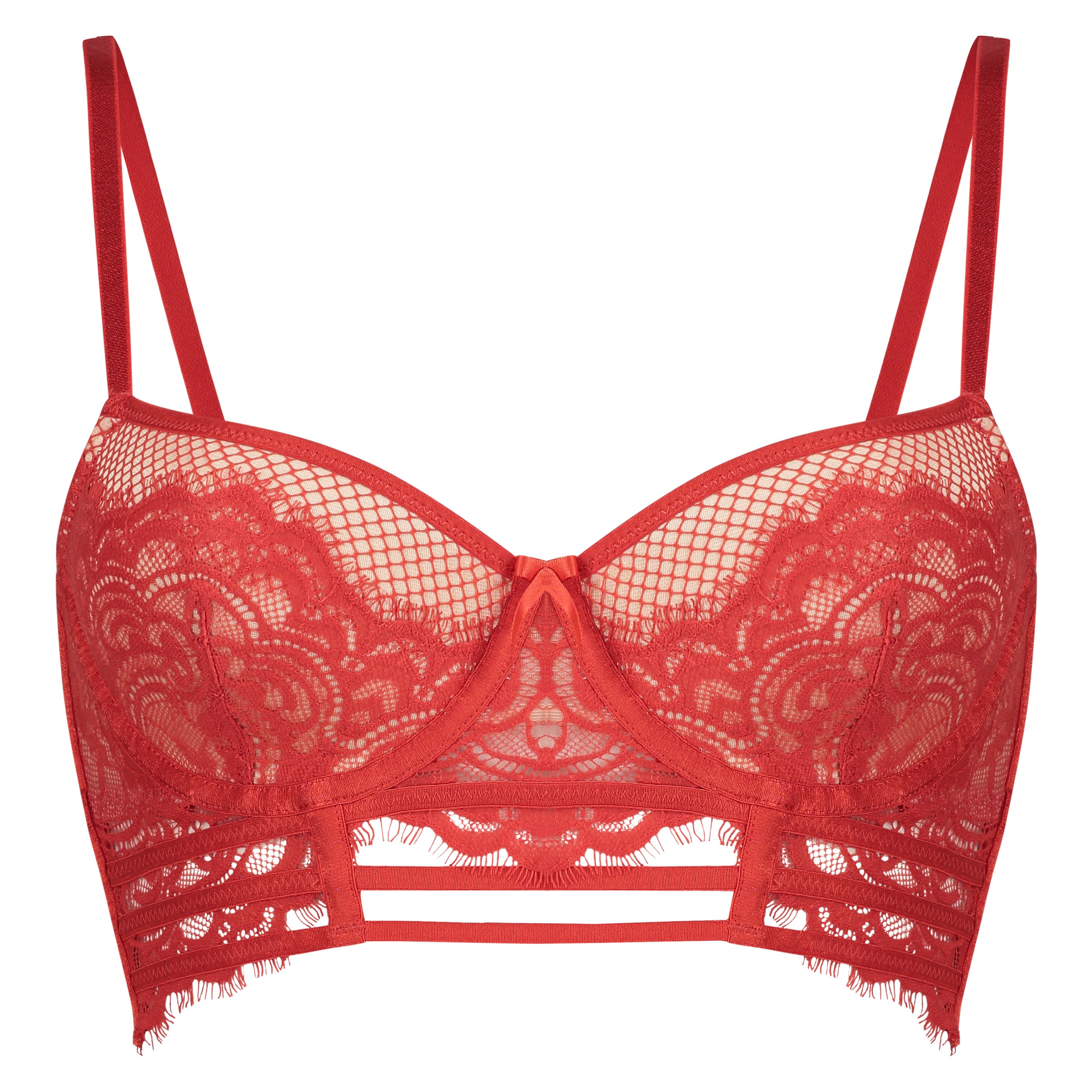 Yves padded longline underwired bra, Czerwony, main
