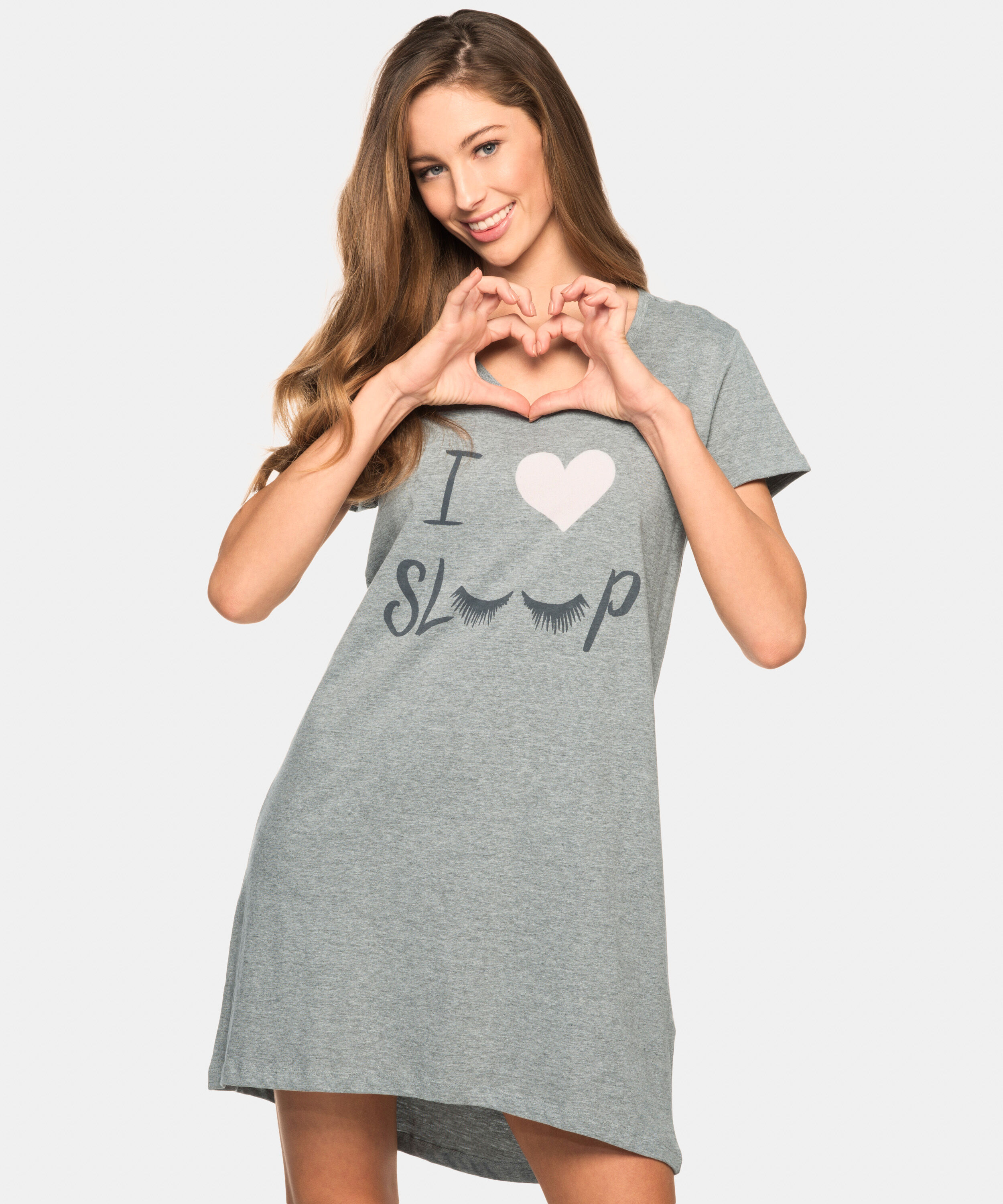 Nightshirt V-neck, Szary