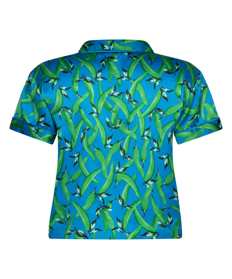 Satynowa narzutka Peppers z kr&oacute;tkim rękawem, Niebieski