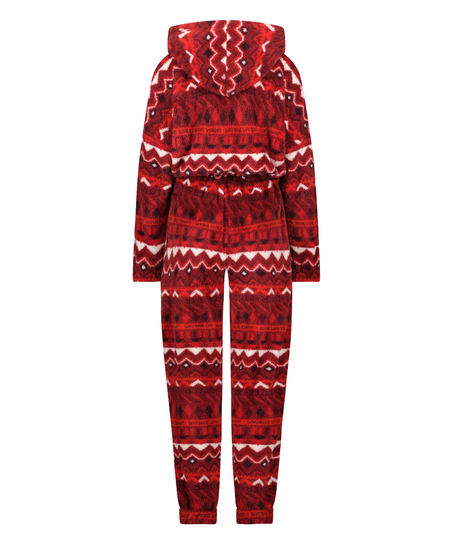 Flanelowy kombinezon Fair Isle, Czerwony